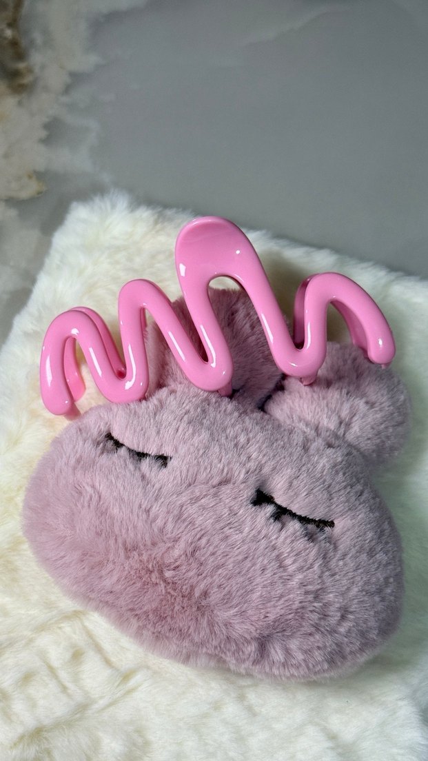 Pembe Peluş Saç Tokası - Görsel 4