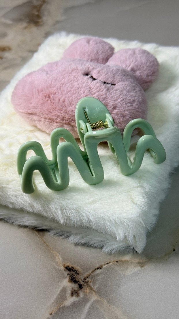 Pastel Yeşil Dalga Saç Tokası - Görsel 5