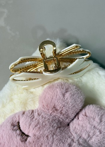 Beyaz Fiyonk Detaylı Kadın Toka - Görsel 2