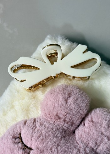 Beyaz Fiyonk Detaylı Kadın Toka - Görsel 4