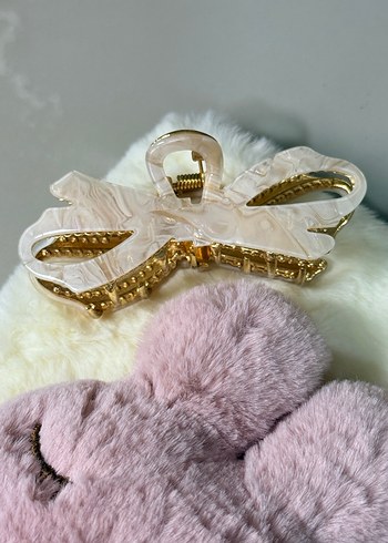 Bej Pastel Fiyonk Figürlü Kadın Toka - Görsel 4