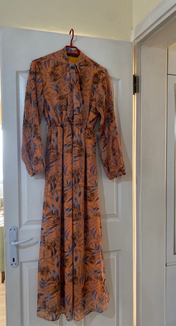 Bohem Tarz Uzun Kollu Pilili Elbise - Görsel 3