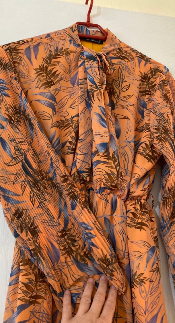 Bohem Tarz Uzun Kollu Pilili Elbise - Görsel 2