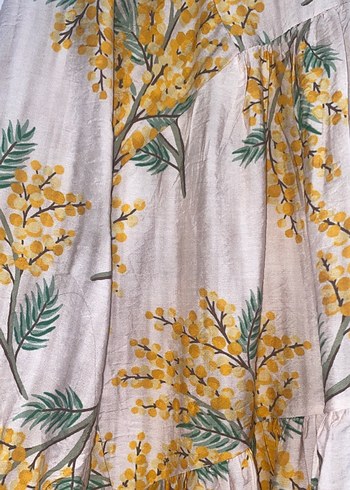 Bej Uzun Bohem Elbise V Yaka - Görsel 3