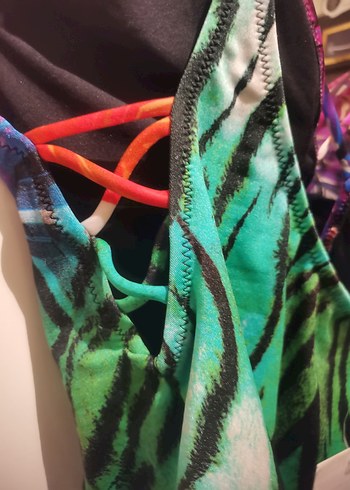 xl Beden çeşitli Renk Renkli Tie-Dye Drapeli Mini Mayo