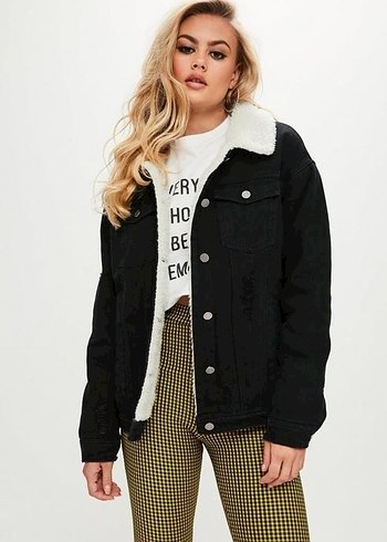 Bershka Kadife içi kürklü Ceket - Görsel 4