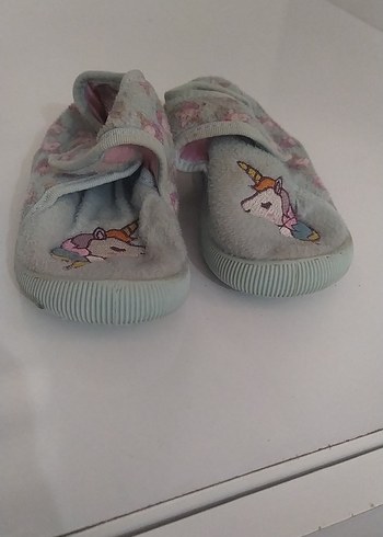 Kız Çocuk Unicorn Baskılı Gri Ev Terliği