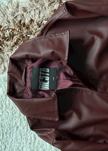 Bordo Deri Kadın Ceket - Görsel 3