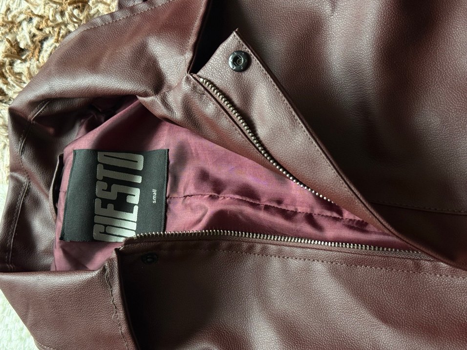 Bordo Deri Kadın Ceket - Görsel 4