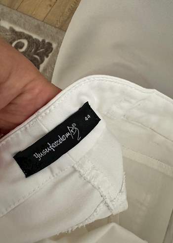 Yusuf özdemir Kadın Beyaz Pamuklu ispanyol Kumaş Pantolon - Görsel 2