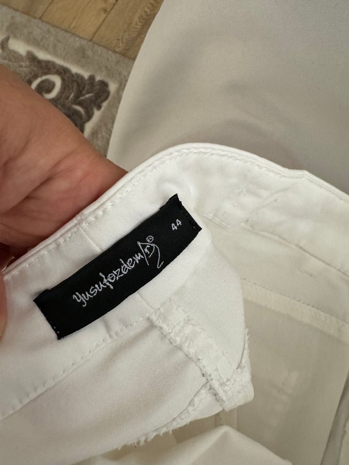 Yusuf özdemir Kadın Beyaz Pamuklu ispanyol Kumaş Pantolon - Görsel 2