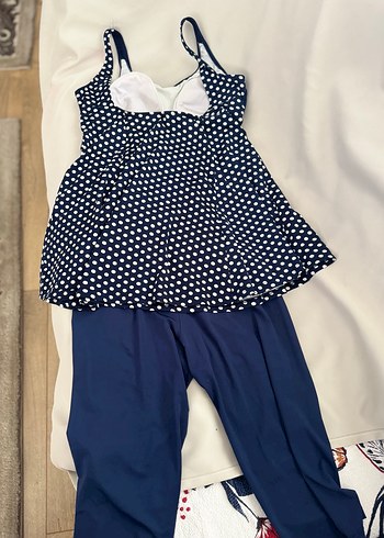 Mavi Puantiyeli taytlı etekli mayokini - Görsel 2