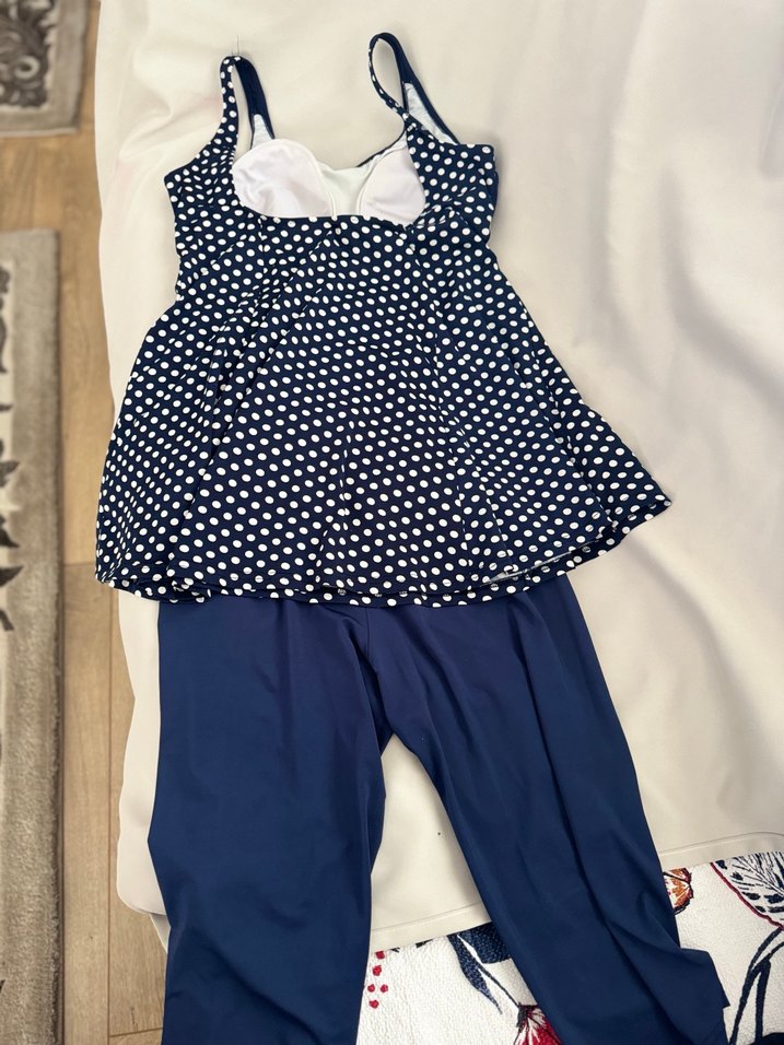 Mavi Puantiyeli taytlı etekli mayokini - Görsel 2