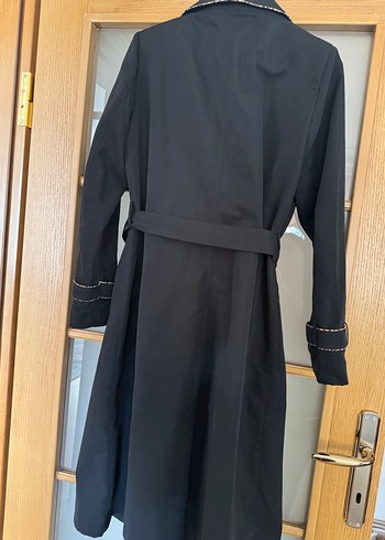 Alvina Kemerli Siyah Uzun Kadın Trençkot - Görsel 3