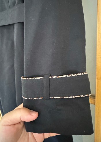 Alvina Kemerli Siyah Uzun Kadın Trençkot - Görsel 4