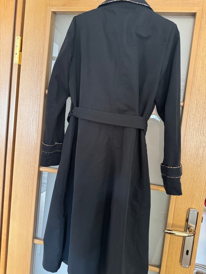 Alvina Kemerli Siyah Uzun Kadın Trençkot - Görsel 3