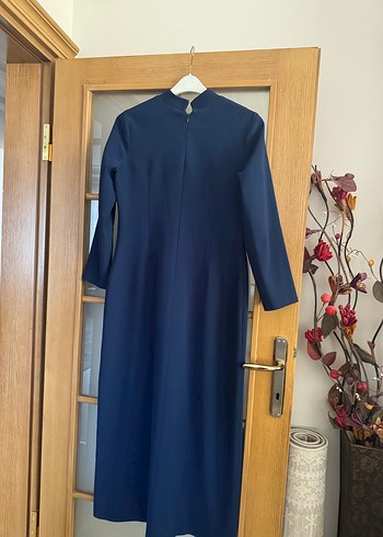 Boncuk İşlemeli Lacivert Kadın Uzun Elbise - Görsel 2