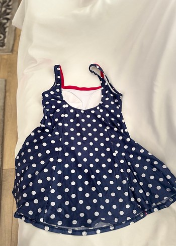 Mavi Puantiyeli Düğmeli Vintage Mayo - Görsel 4