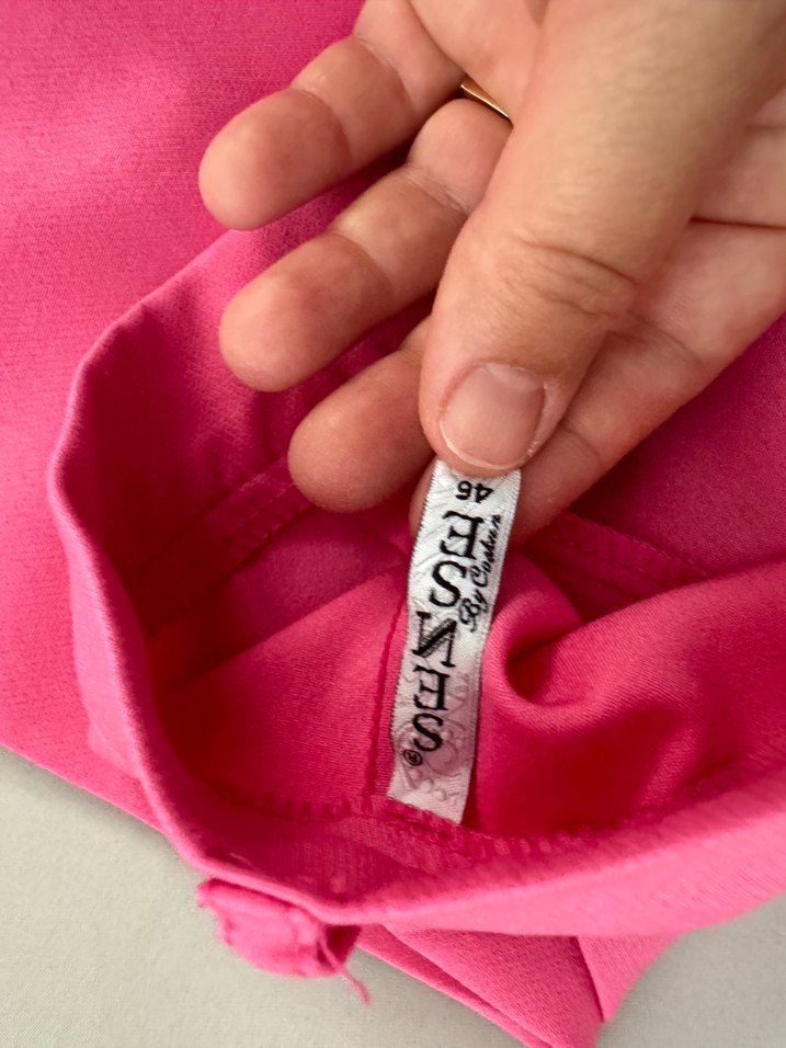 Pembe Kadın Kumaş Pantolon Midi Boy - Görsel 2