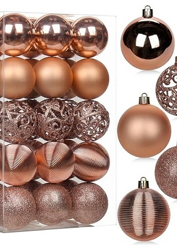 Bu Yılbaşı Topları Bir Afet - 10 adet 6 cm Rose Gold ve Mavi