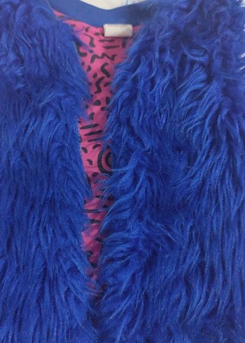 Mavi Kürklü Kadın Yelek - Görsel 5