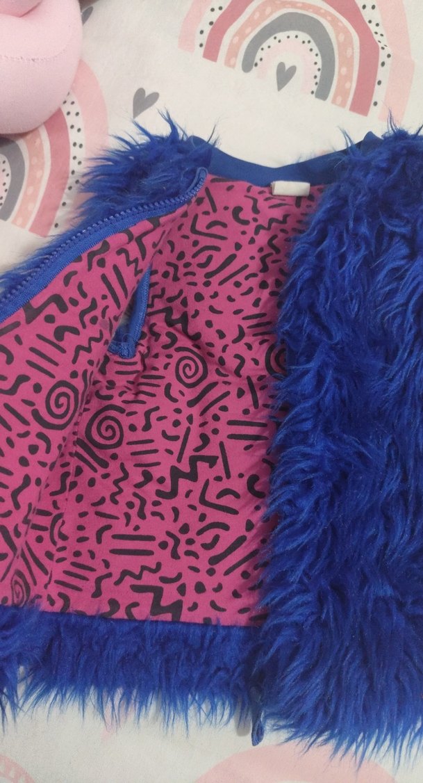 Mavi Kürklü Kadın Yelek - Görsel 2