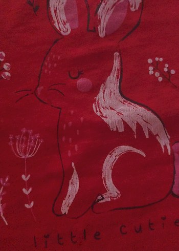 Kız Çocuk Kırmızı Uzun Kollu Baskılı Tişört - Görsel 3