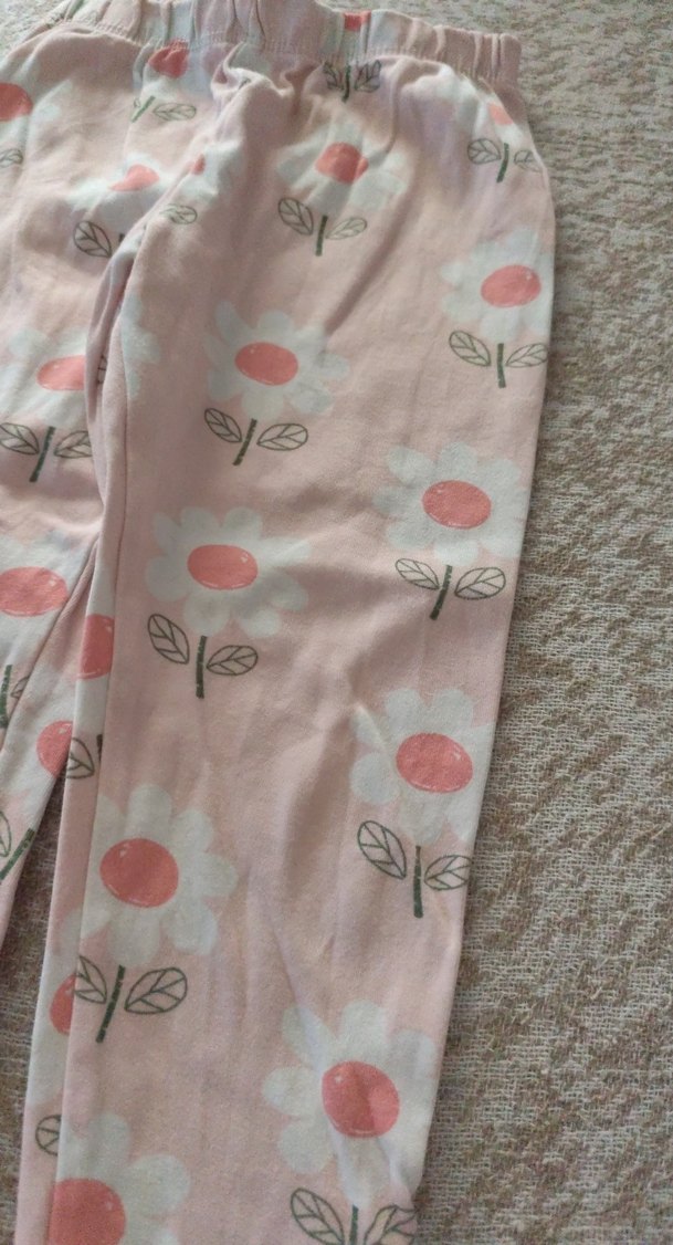 Kız Çocuk Pembe Çiçek Desenli Rahat Tayt - Görsel 3