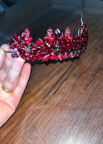Bordo Pul İşlemeli Cam Taşlı Saç Aksesuarı - Görsel 3