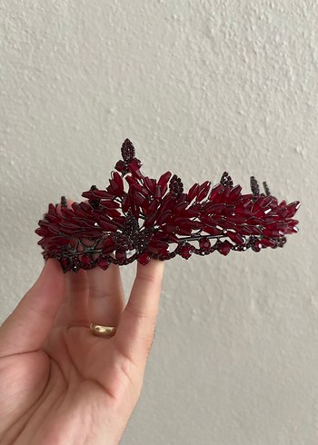 Bordo Pul İşlemeli Cam Taşlı Saç Aksesuarı - Görsel 6