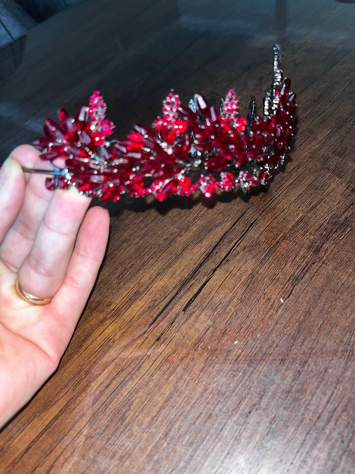 Bordo Pul İşlemeli Cam Taşlı Saç Aksesuarı - Görsel 3