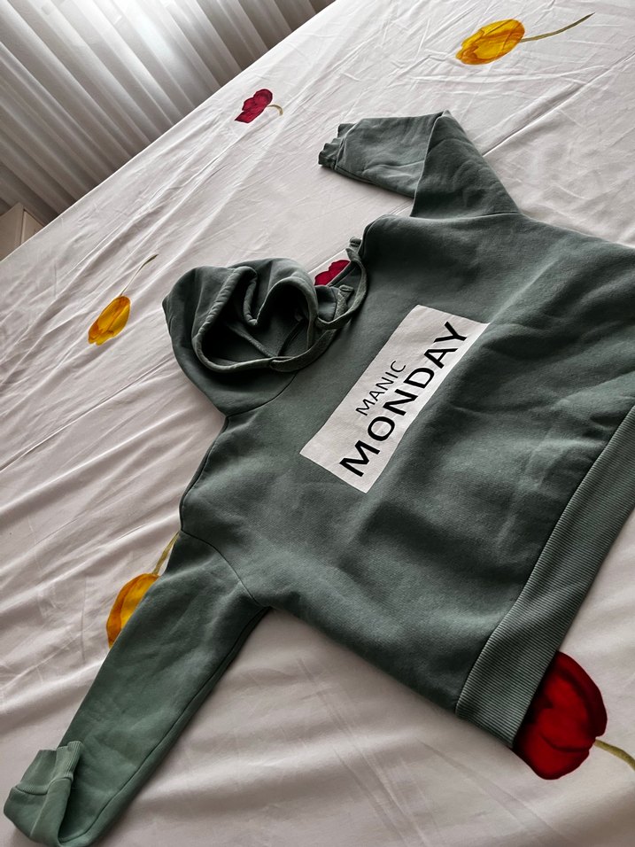 Gri Baskılı Kadın Sweatshirt - Görsel 2