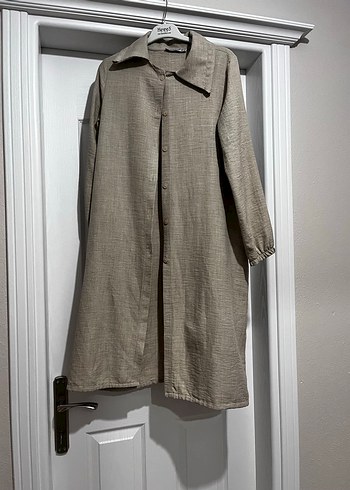 Bej Uzun Kollu Salaş Kadın Tunik - Görsel 4