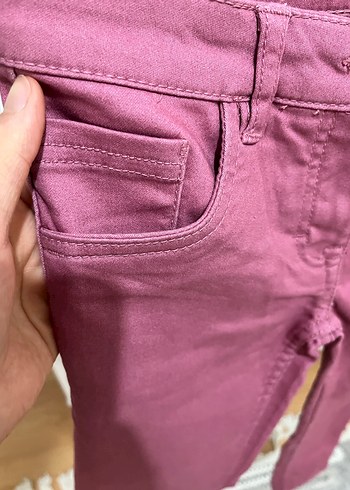 Pembe çocuk  Kumaş Pantolon Midi Boy Dar Kesim - Görsel 3