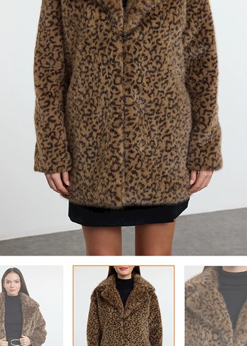 Kahverengi Leopar Desenli Midi Boy Suni Kürk m/l beden - Görsel 2