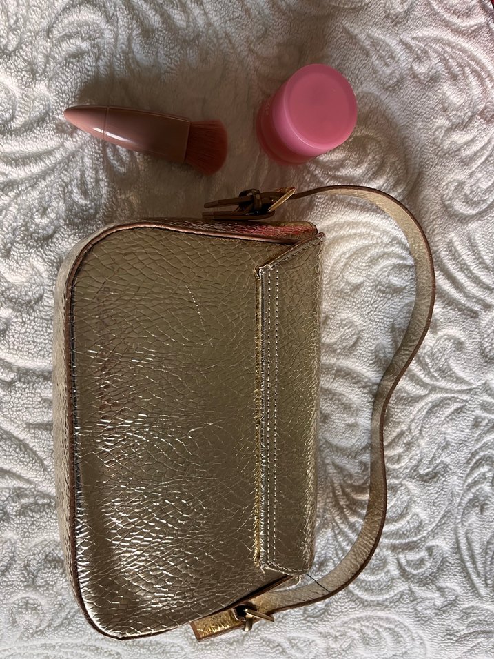 Parlak Altın Deri Kadın Çanta - Görsel 2