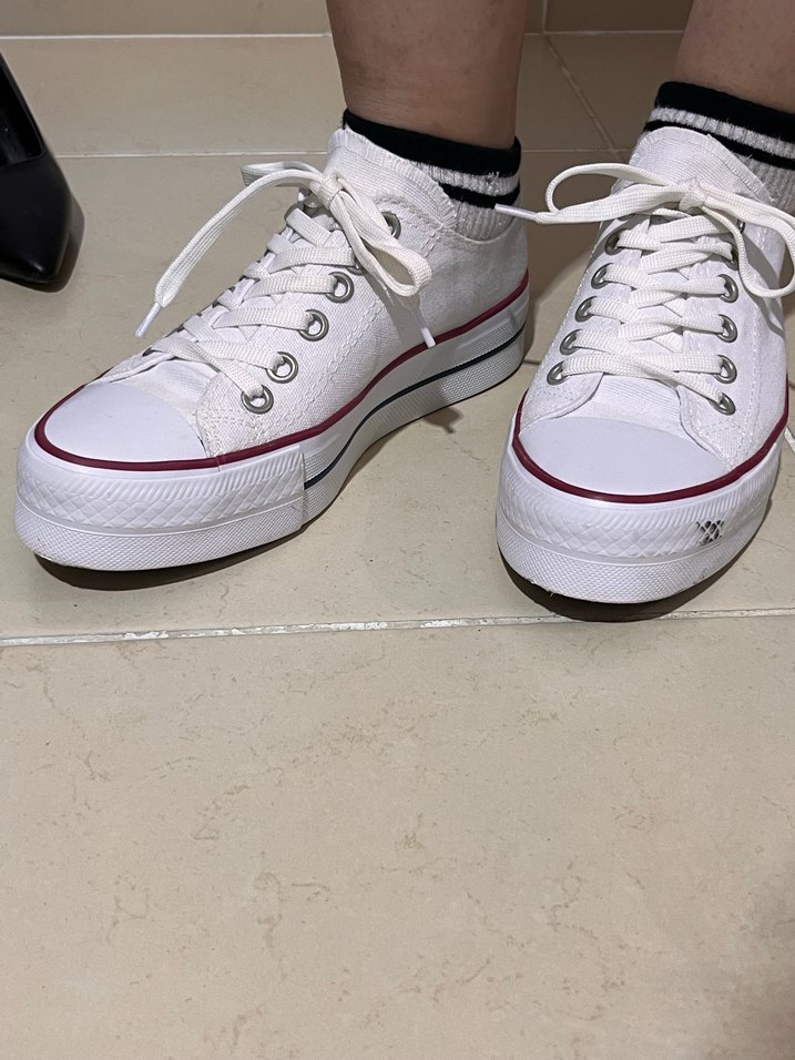 Beyaz Platform Topuklu Bağcıklı Kadın Spor Ayakkabı - Görsel 2