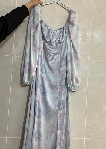 Uzun Kol Drapeli Beyaz Tie-Dye Elbise - Görsel 2