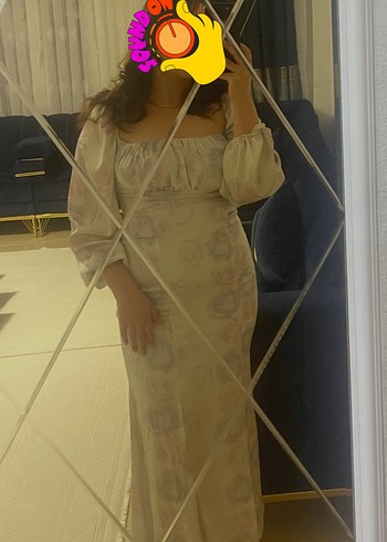 Uzun Kol Drapeli Beyaz Tie-Dye Elbise - Görsel 3