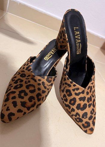 Leopar Desenli Süet Topuklu Kadın Stiletto - Görsel 4