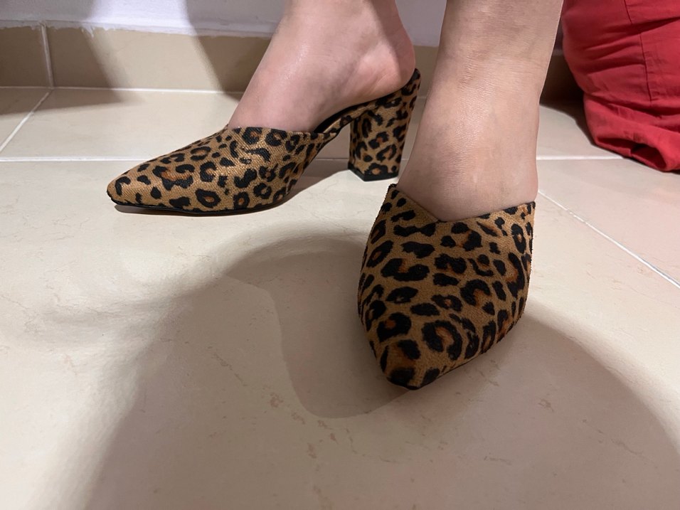 Leopar Desenli Süet Topuklu Kadın Stiletto - Görsel 5