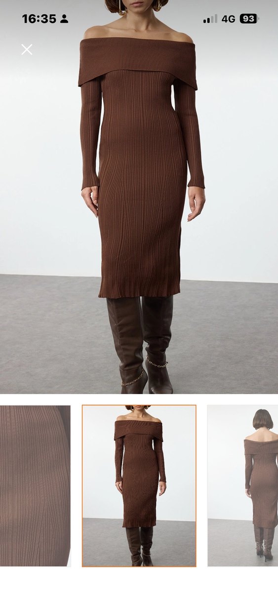 Kadın Kahverengi Uzun Kollu Kalem Elbise - Görsel 3