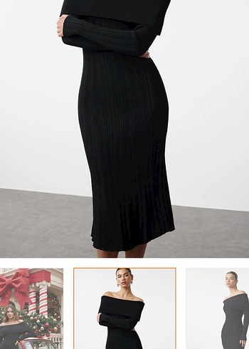 Uzun Kollu Siyah Pilili Kadın Kalem Elbise - Görsel 2