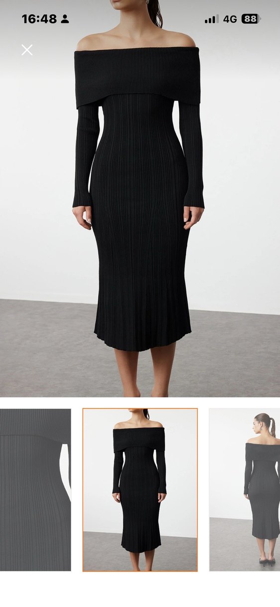 Uzun Kollu Siyah Pilili Kadın Kalem Elbise - Görsel 3