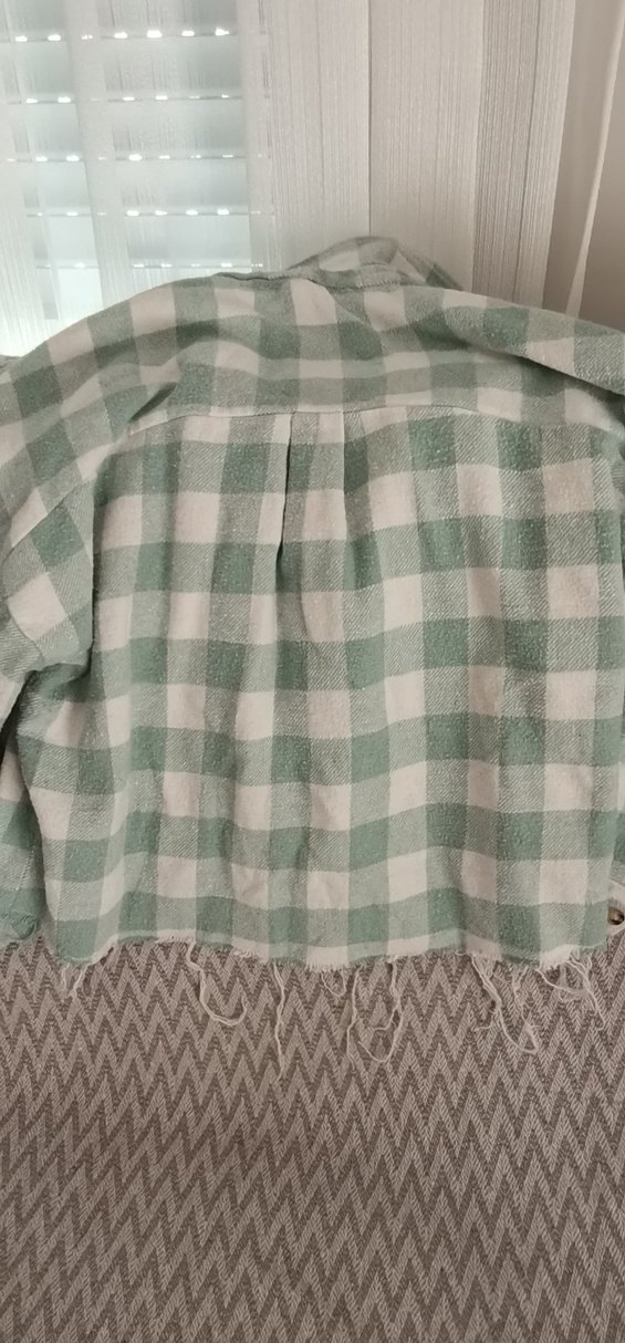 Gri Kareli Pamuklu Kadın Gömlek - Görsel 3