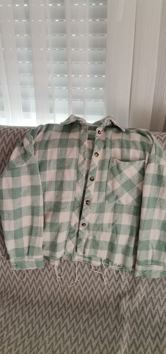 Gri Kareli Pamuklu Kadın Gömlek - Görsel 2