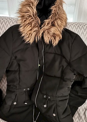 Siyah Fermuarlı Kadın Kışlık Ceket - Görsel 4