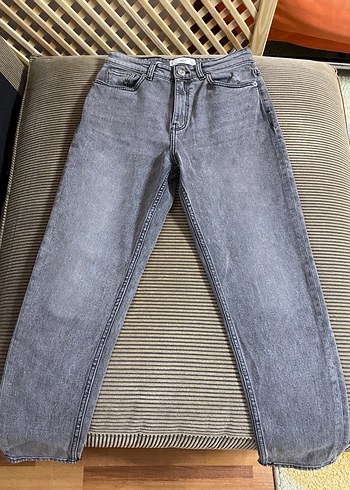 Mango Gri Mom Fit Kadın Denim Pantolon - Görsel 4