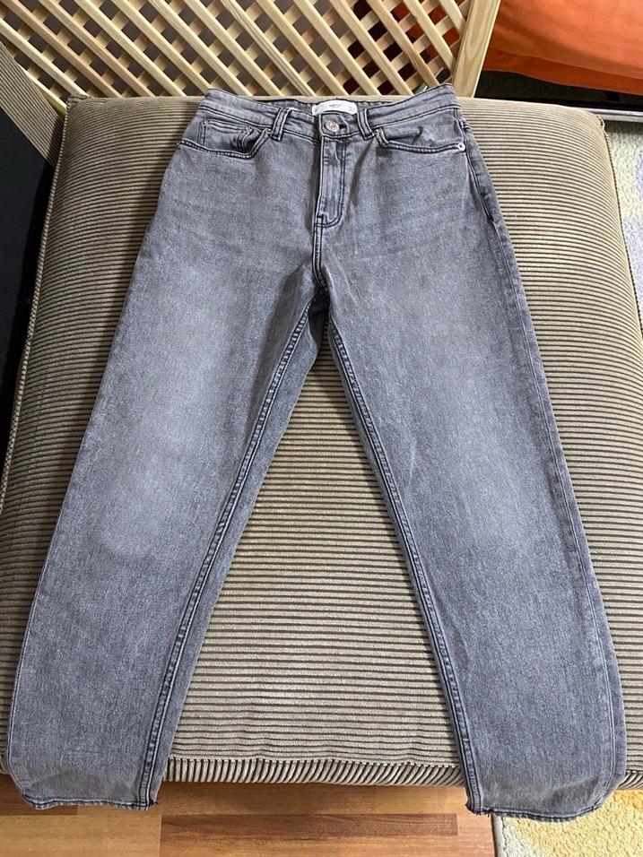 Mango Gri Mom Fit Kadın Denim Pantolon - Görsel 4