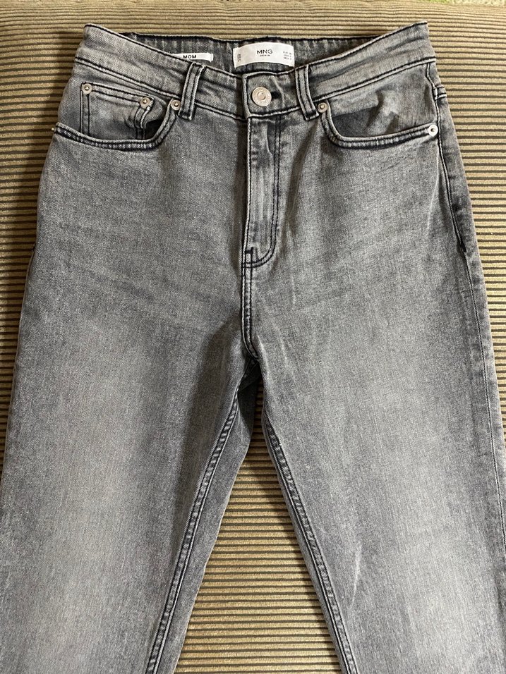 Mango Gri Mom Fit Kadın Denim Pantolon - Görsel 3